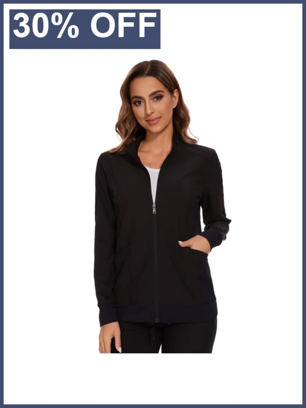 COZYFIT Scrub Jacket Women Zip Front Nurse Medical Workwear 4-Way Stretch